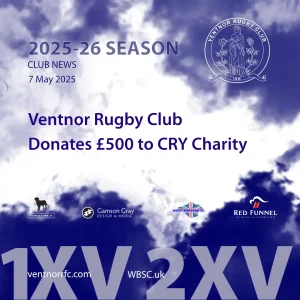 Ventnor Rugby Club Donates £500 to CRY Charity