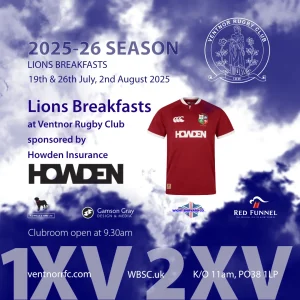 Ventnor Rugby Club Lions Breakfasts 2025
